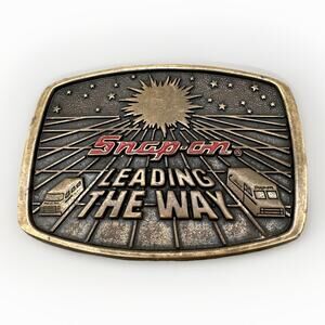 Vintage SNAP-ON Tools Brass Belt Buckle Limited Edition Leading the Way 1988 USA